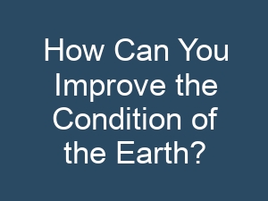 How Can You Improve the Condition of the Earth?